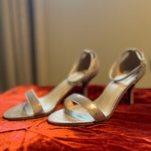 David's Bridal Metallic Gold Heels